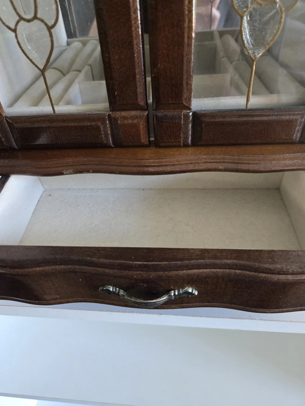 Wooden Mirrored Jewelry Armoire - Brown